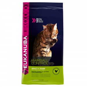 Eukanuba Adult Hairball Control kylling kattefoder