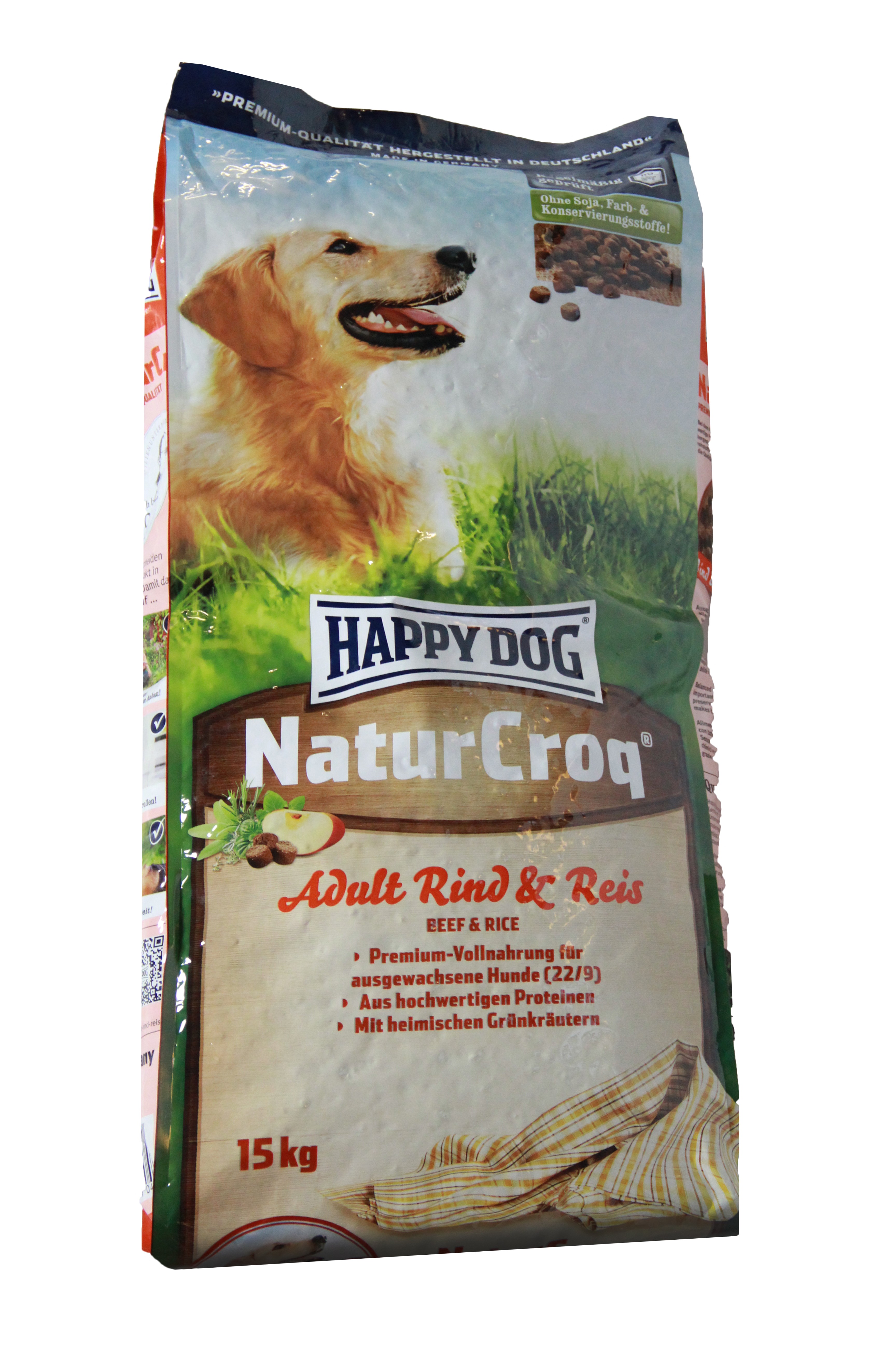 Happy Dog NaturCroq med okse og ris hundefoder