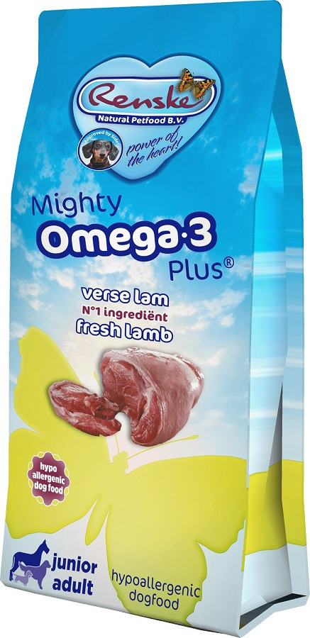 Renske Mighty Omega 3 Plus Junior Adult lam ris hundefoder