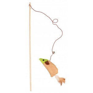 Speelhengel Hout met Juten Muis voor de kat