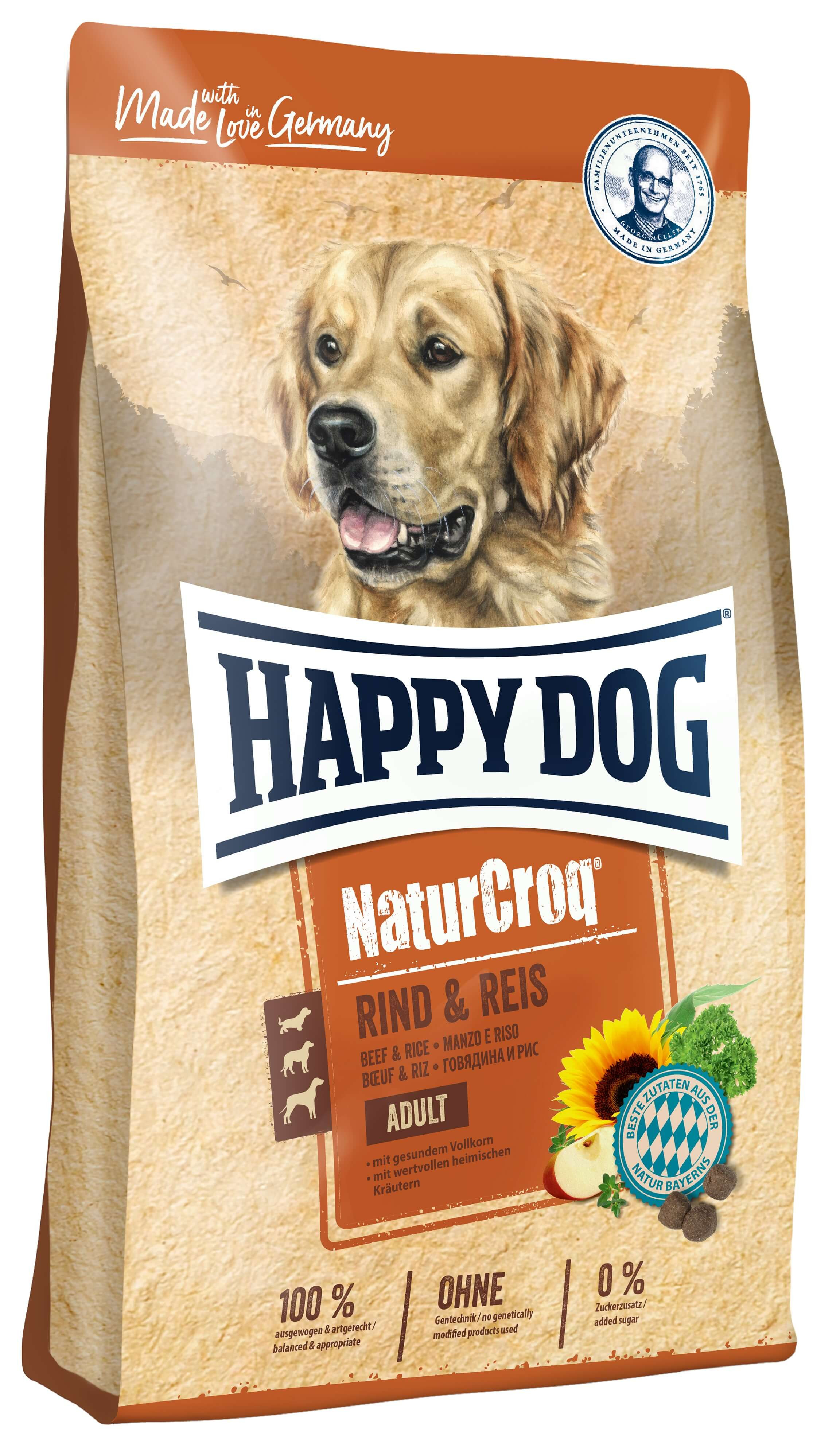Happy Dog NaturCroq med okse og ris hundefoder