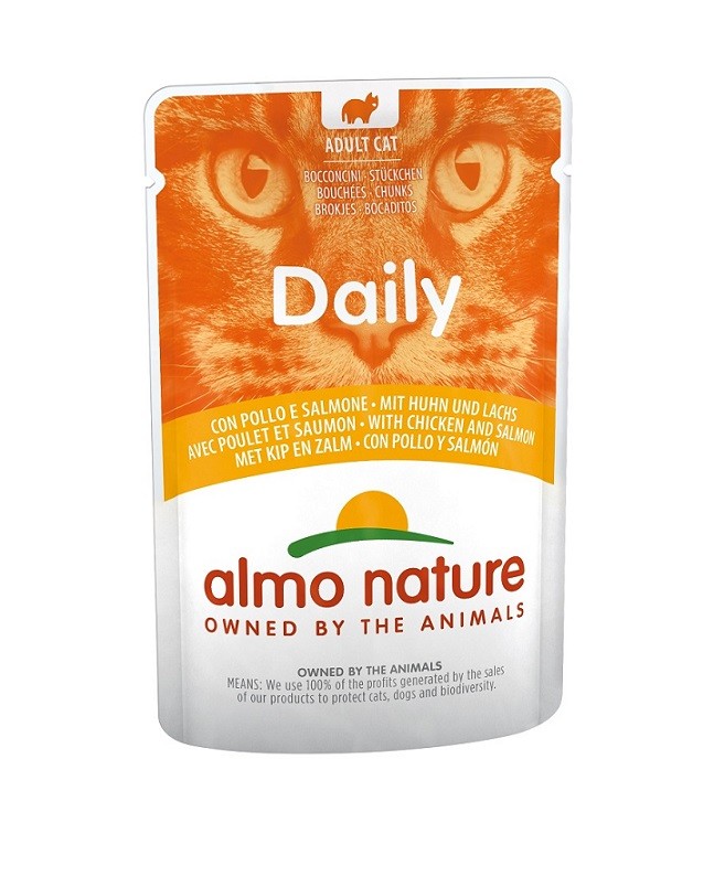 Almo Nature Daily med kylling og laks vådfoder til katte (70 g)