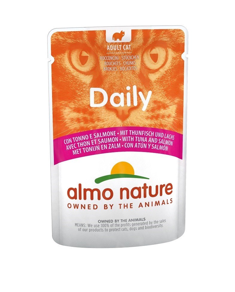 Almo Nature Daily med tunfisk og laks vådfoder til katte (70 g)