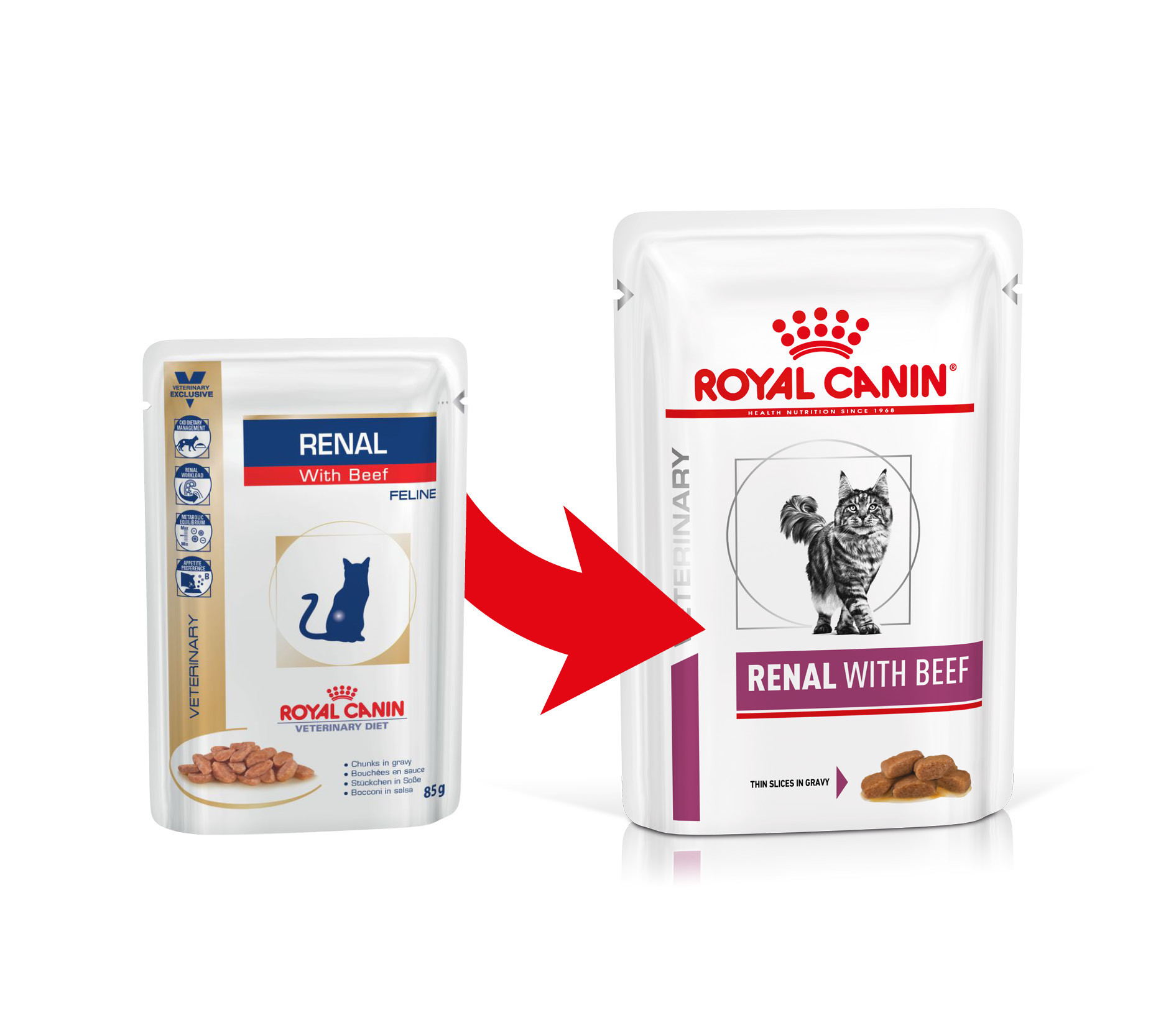 Royal Canin Veterinary Renal med oksekød vådfoder til katte