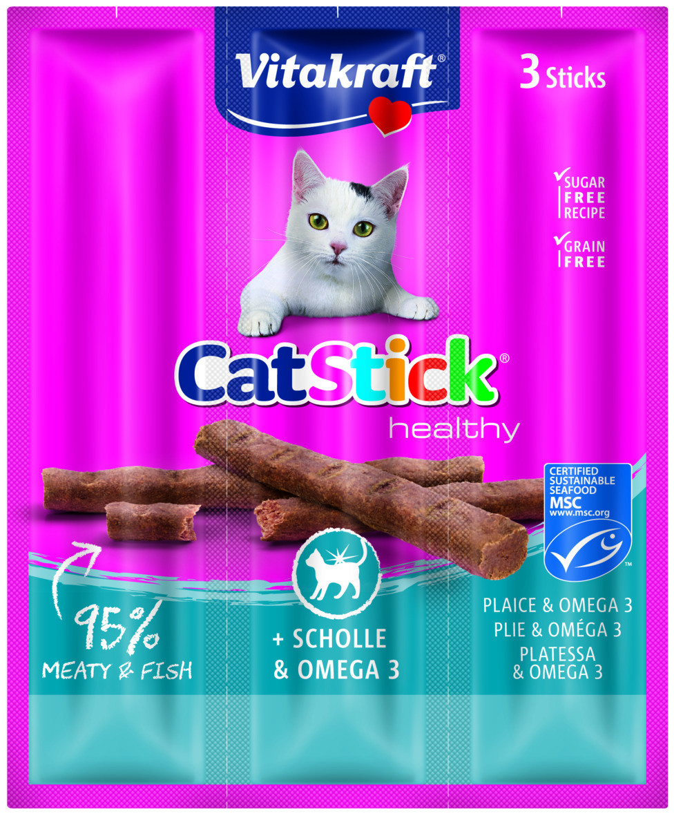 Vitakraft Catstick Healthy med rødspætte & omega-3 kattesnack