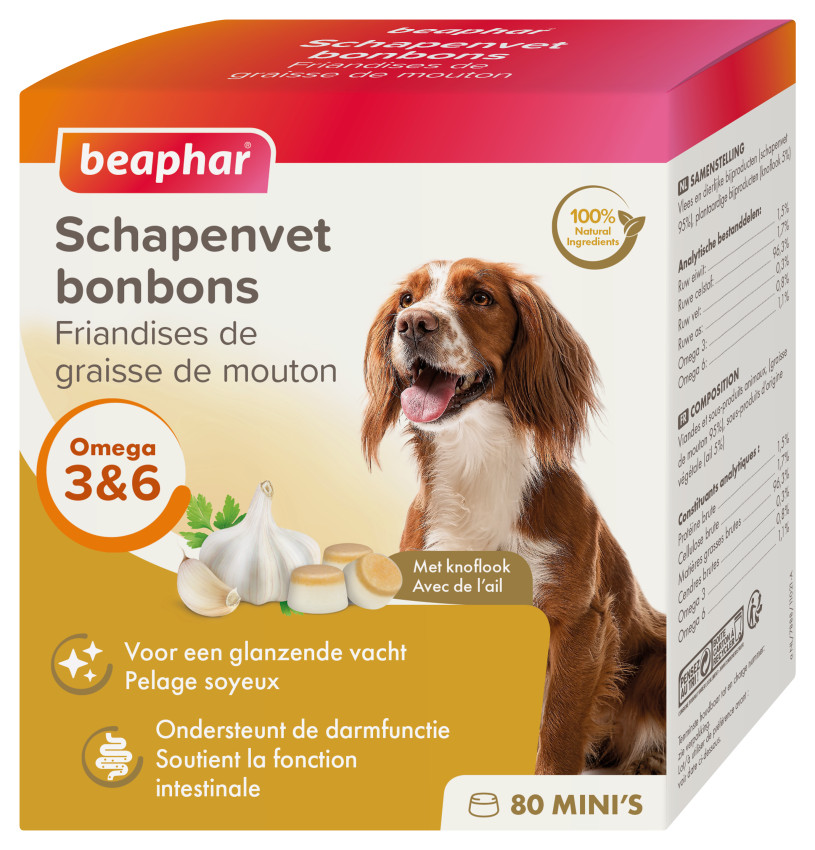 Let at ske Mellemøsten anspore Beaphar Fårefedt mini bonbons med hvidløg til hunde| Billigt