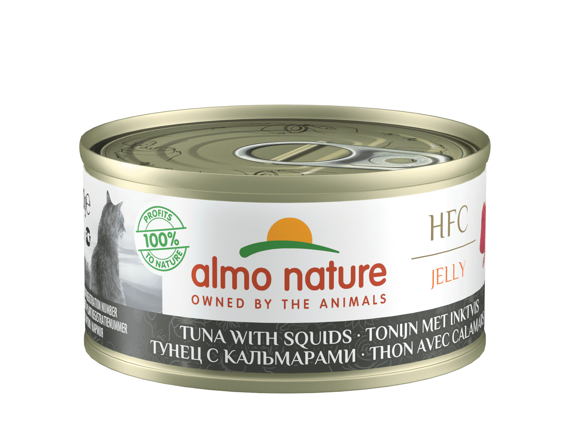 Almo Nature HFC Jelly tun med blæksprutte vådfoder til katte (70 g)