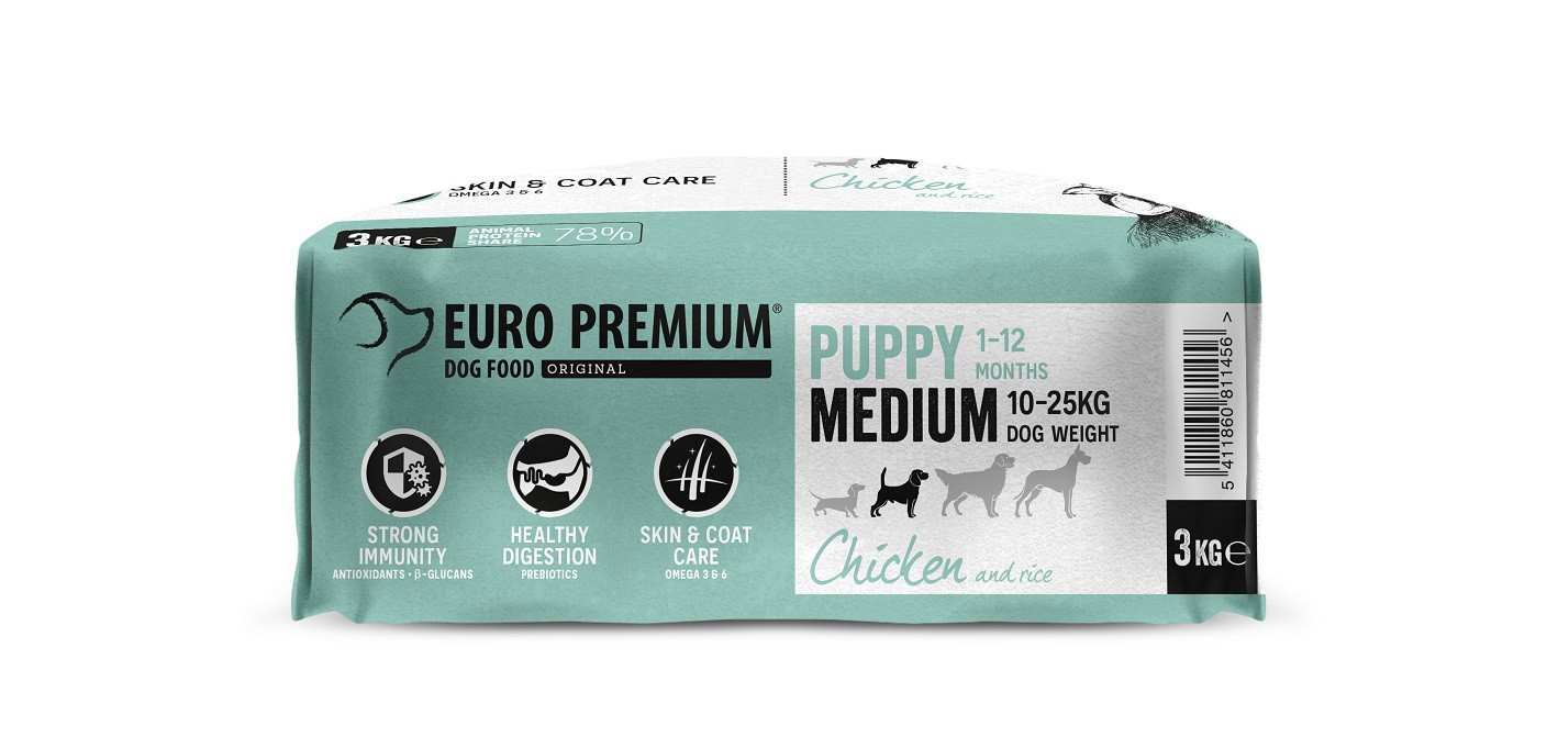 Euro Premium Puppy Medium Chicken & Rice hundefoder