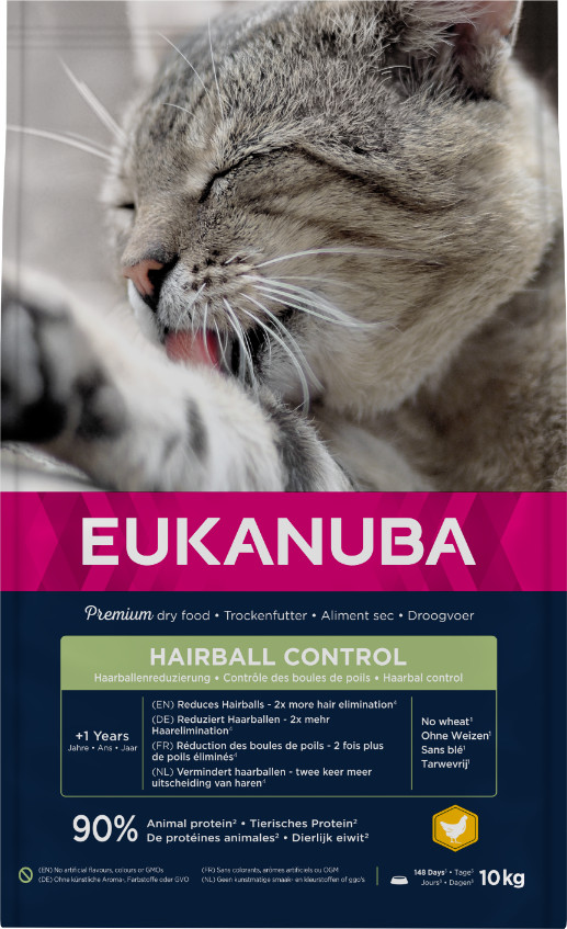Eukanuba Adult Hairball Control kylling kattefoder