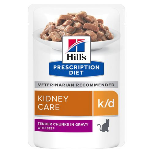 Hill's Prescription Diet K/D Kidney Care vådfoder til katte med oksekød (portionsposer)