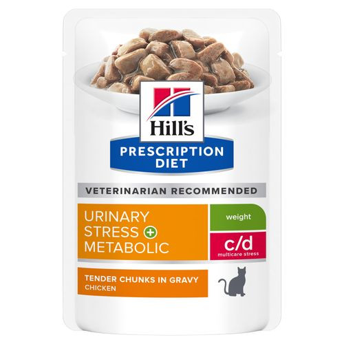 Hill's Prescription Diet C/D Multicare Stress Urinary + Metabolic vådfoder til katte med kylling (portionsposer)