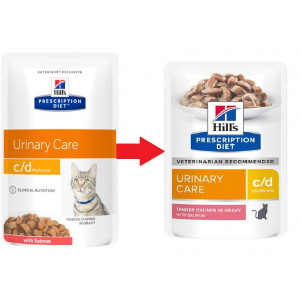 Hill's Prescription Diet C/D Multicare Urinary Care vådfoder til katte med laks (portionsposer)