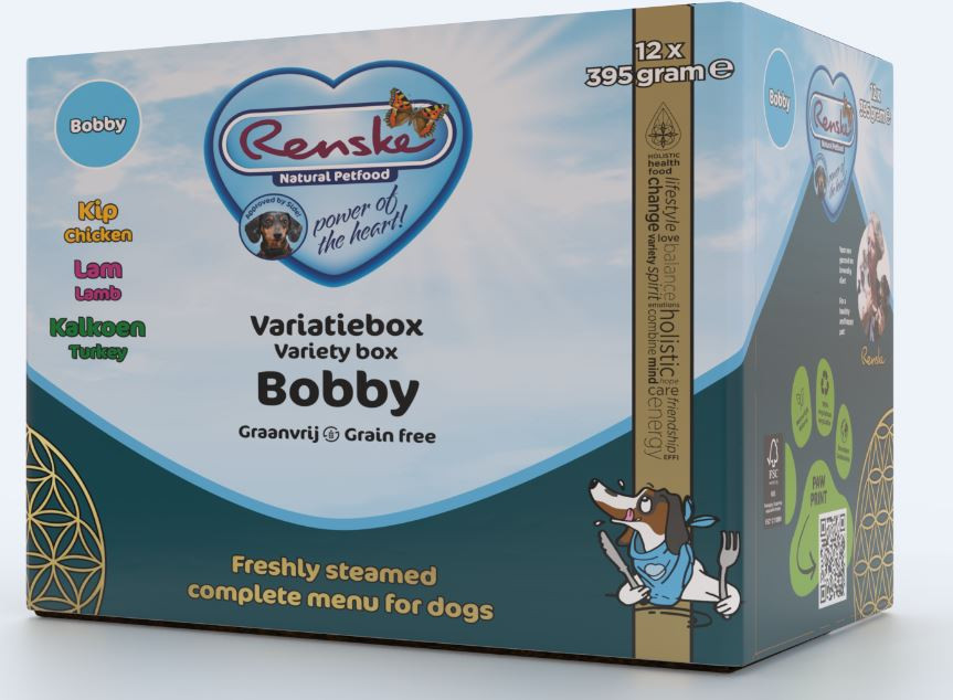 Renske Variety box Bobby friskdampet kornfrit hundefoder (12x395 g)