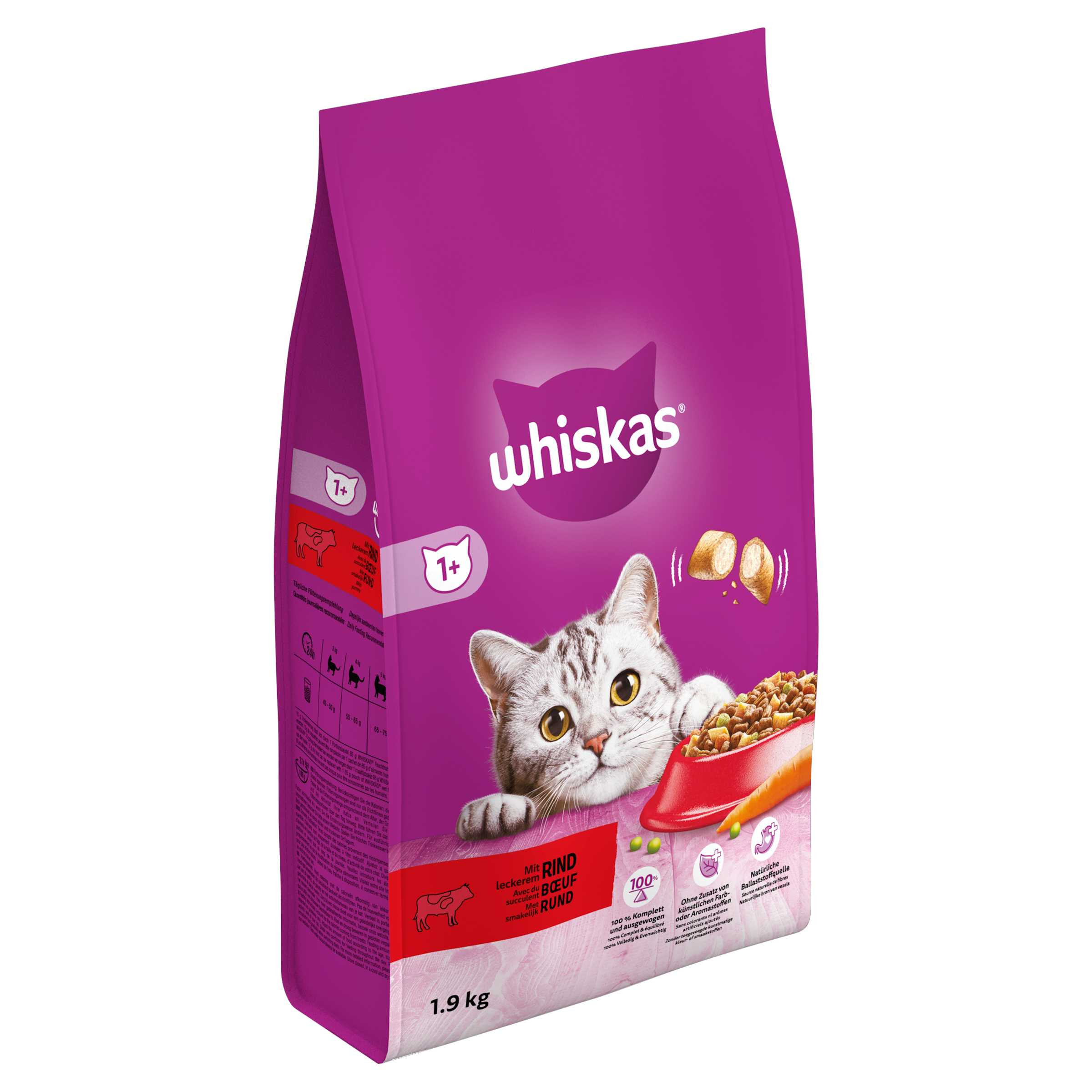 Whiskas Adult 1+ med oksekød kattefoder