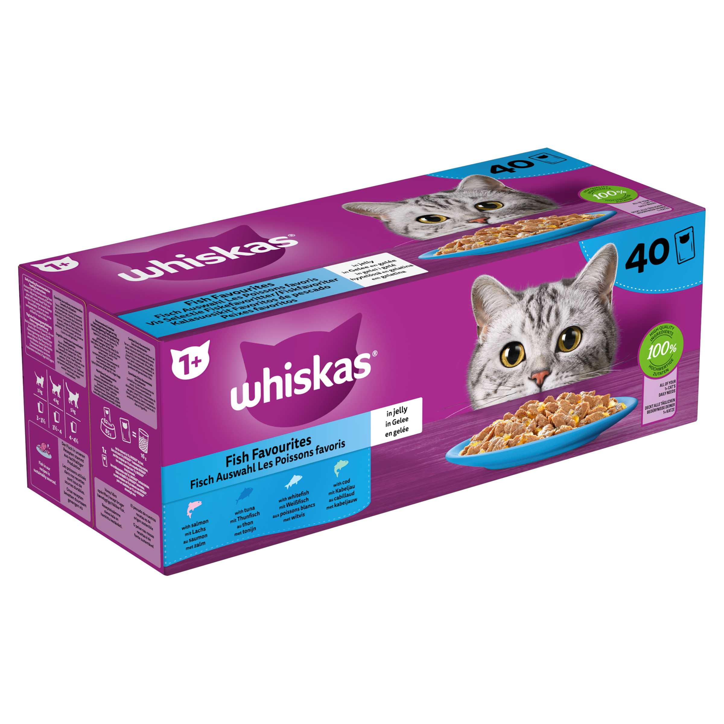 Whiskas 1+ Vis Selectie in Gelei pouches multipack 40 x 100g