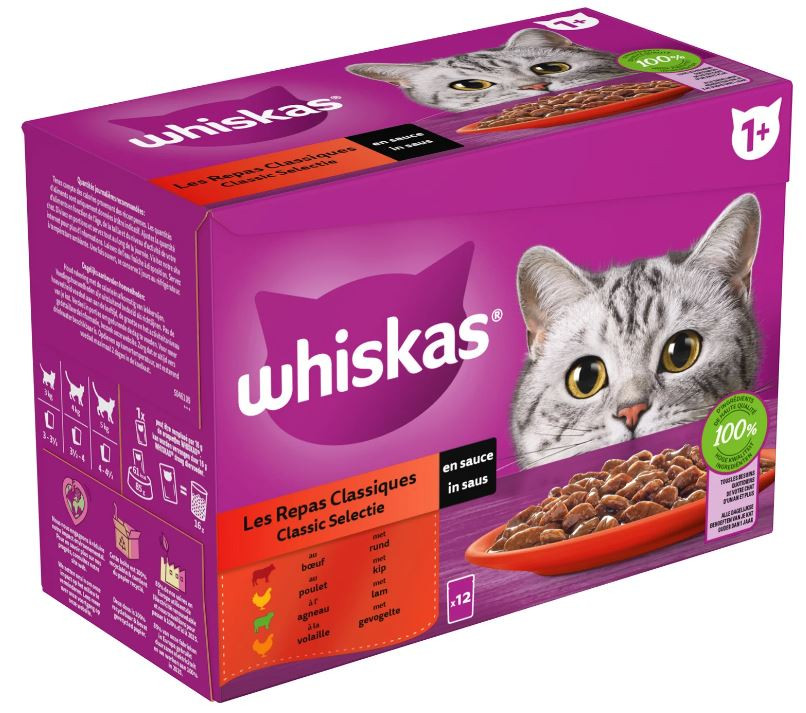 Whiskas 1+ Classic Selectie Groenten pouches multipack 12 x 100g