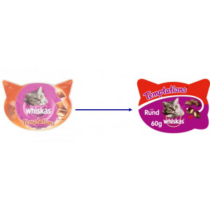 Whiskas Temptations med oksekød kattesnack