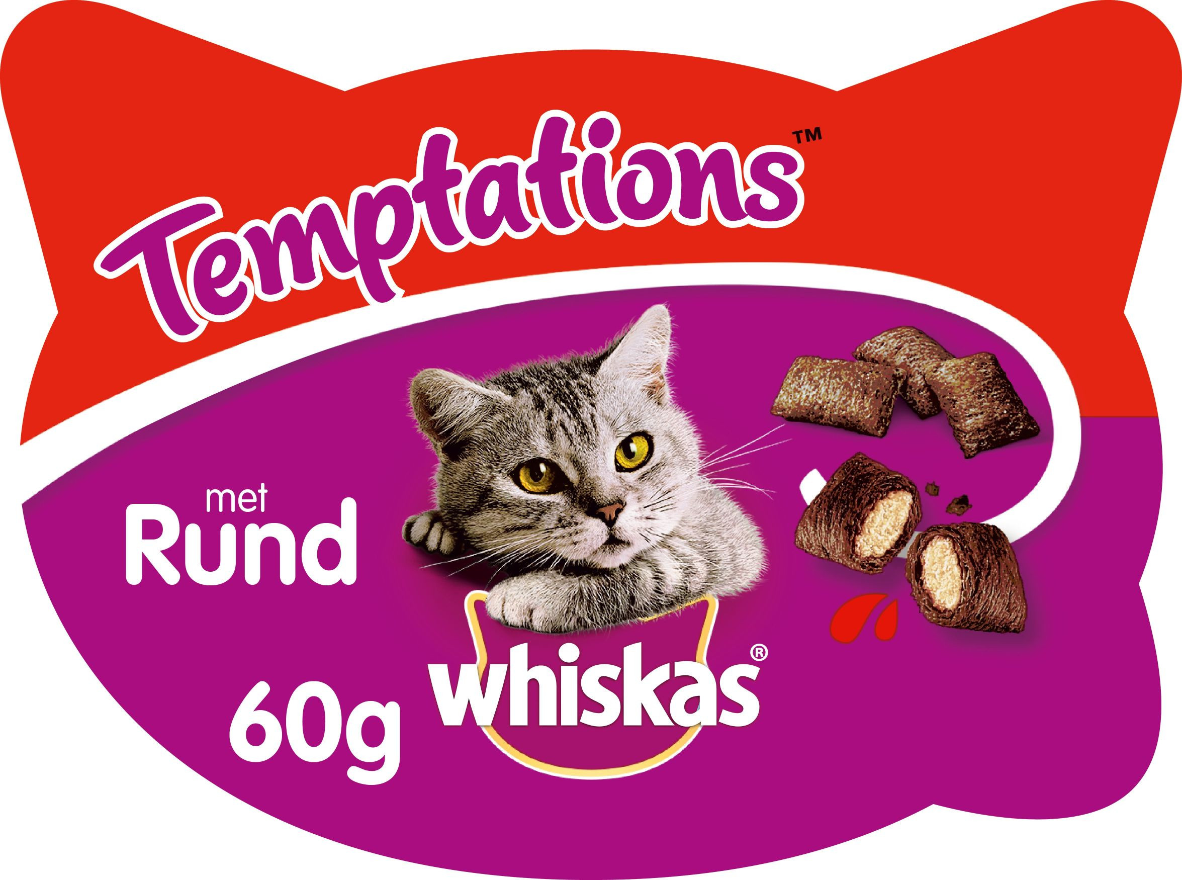 Whiskas Temptations med oksekød kattesnack