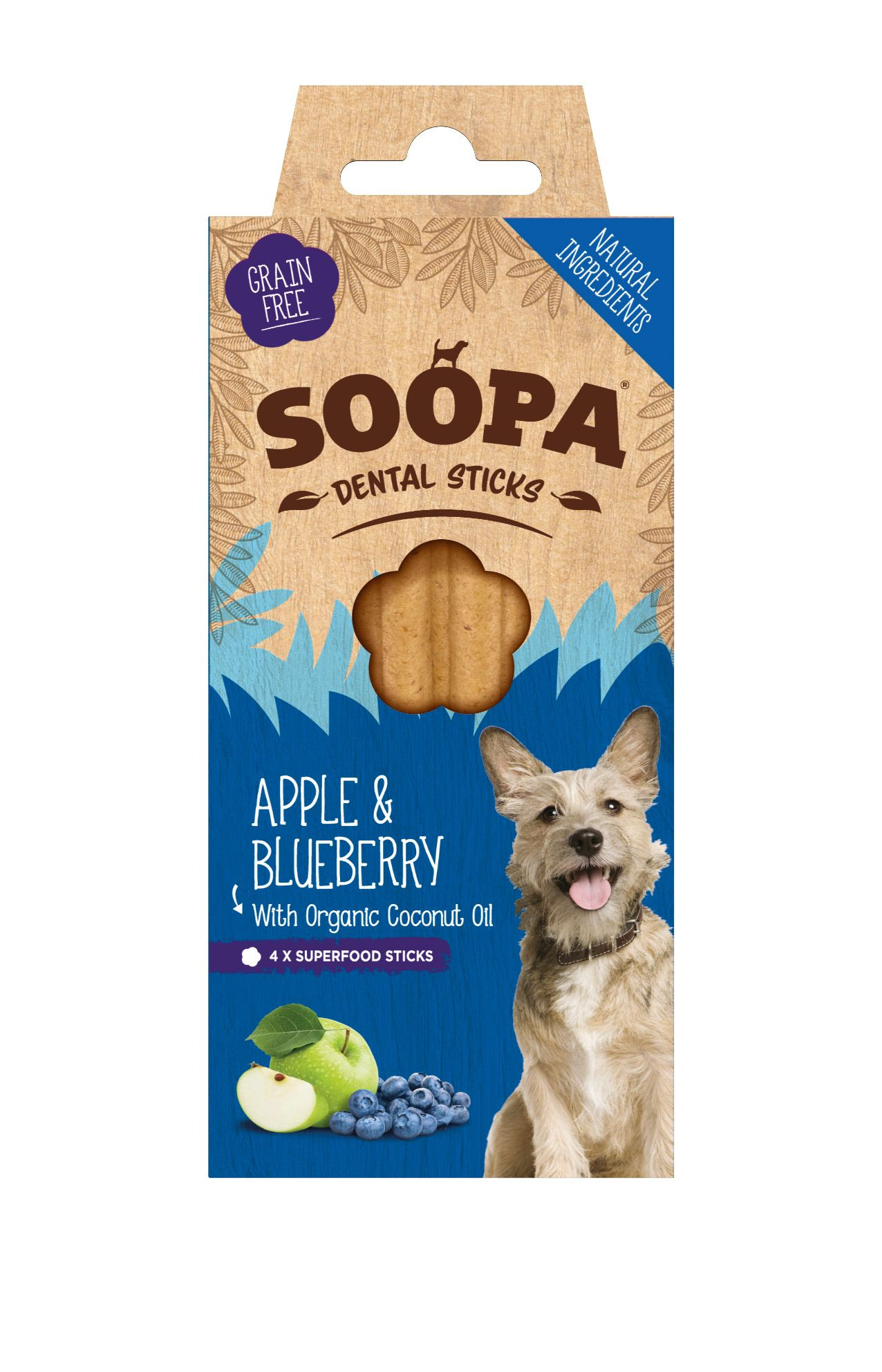 Gætte myndighed Bred rækkevidde Soopa Dental Sticks med æble og blåbær til hunde