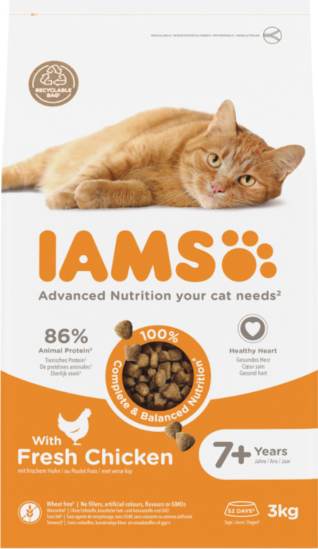 Iams For Vitality Senior met verse Kip kattenvoer