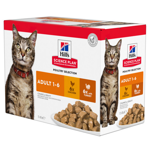 Hill’s Adult Poultry Selection combipack måltidsposer kattefoder