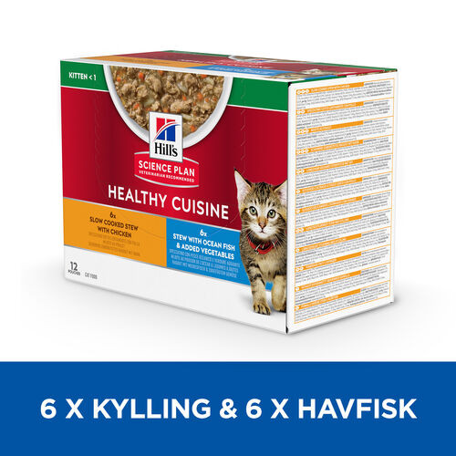 Hill's Healthy Cuisine Kitten Stew med kylling & grøntsager, med havfisk & grøntsager multipack