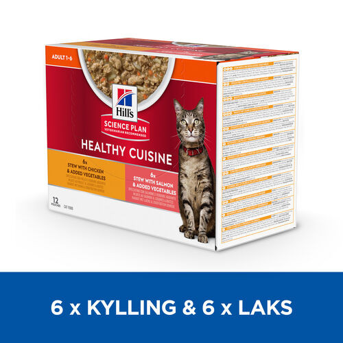 Hill's Healthy Cuisine Adult Stew med kylling & grøntsager, med laks & grøntsager multipack til katte