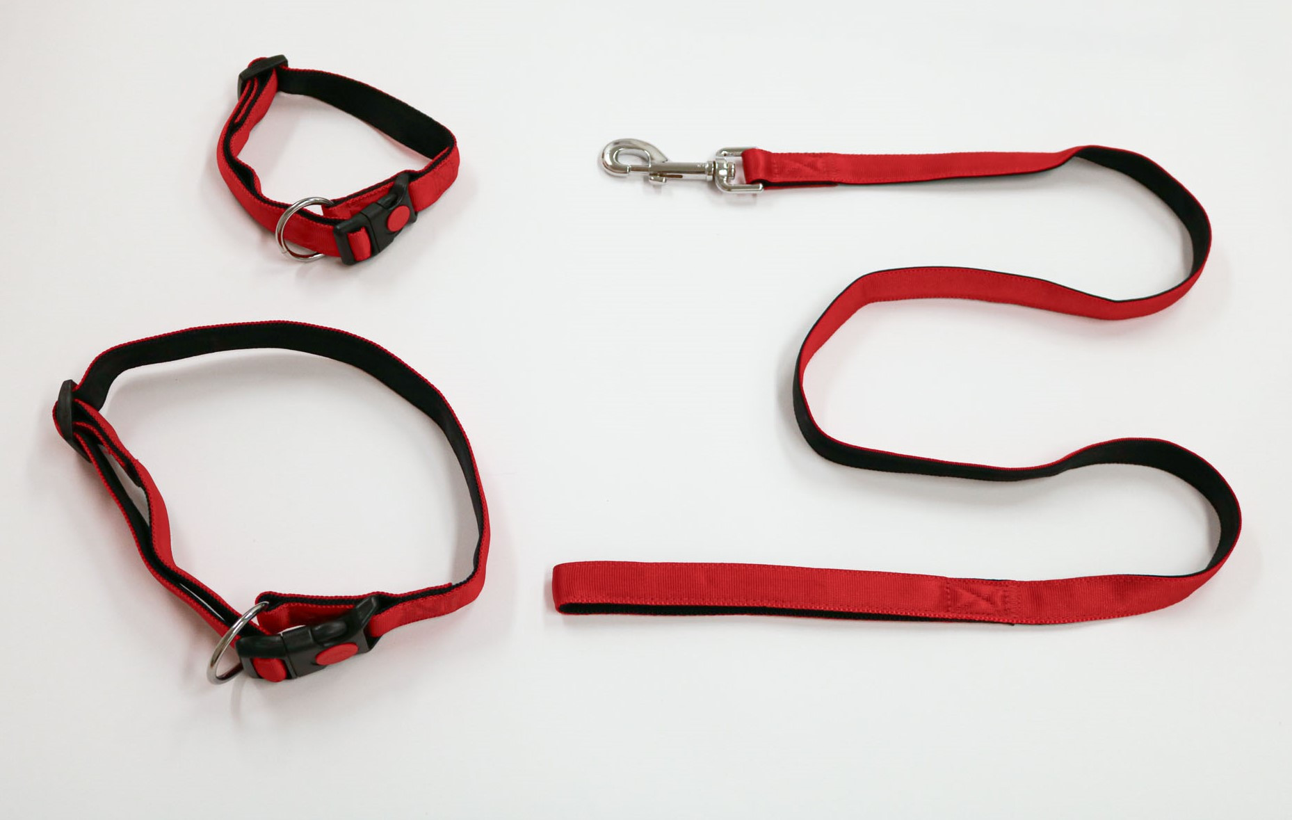 Nylon halsband of looplijn gevoerd rood