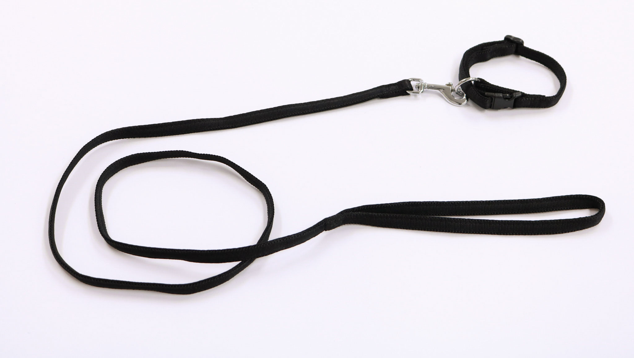 Nylon halsband gevoerd met looplijn 10 mm x 120 cm
