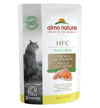 Almo Nature HFC Natural kylling med laks vådfoder til katte (55 g)