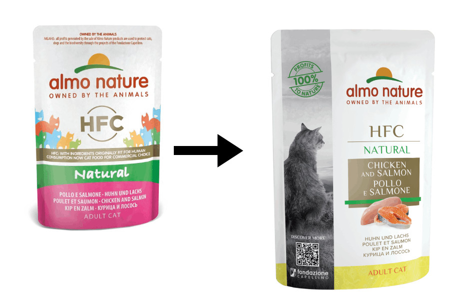 Almo Nature HFC Natural kylling med laks vådfoder til katte (55 g)
