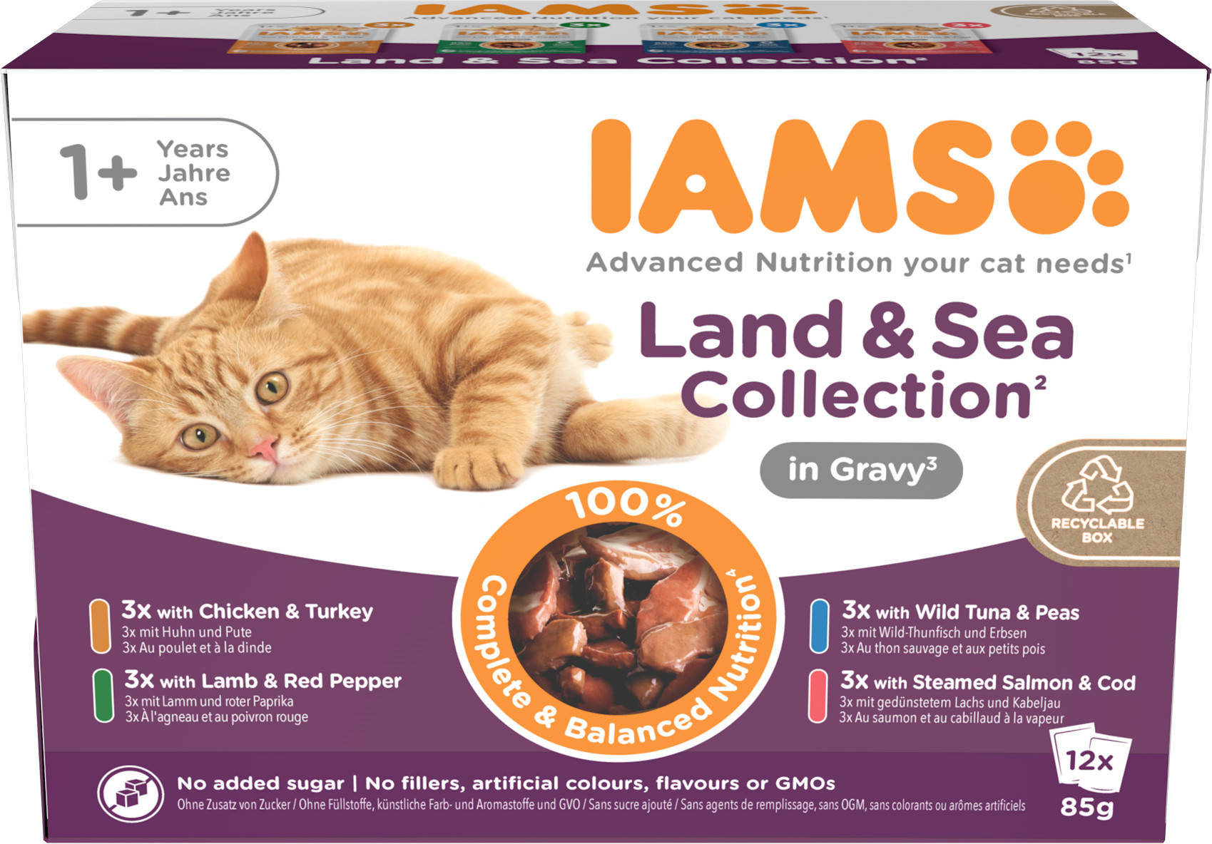 Iams Delight Adult Land & Sea Collection in gravy natvoer kat (12x85 gr)