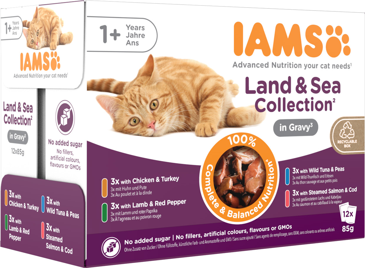 Iams Delight Adult Land & Sea Collection in gravy natvoer kat (12x85 gr)