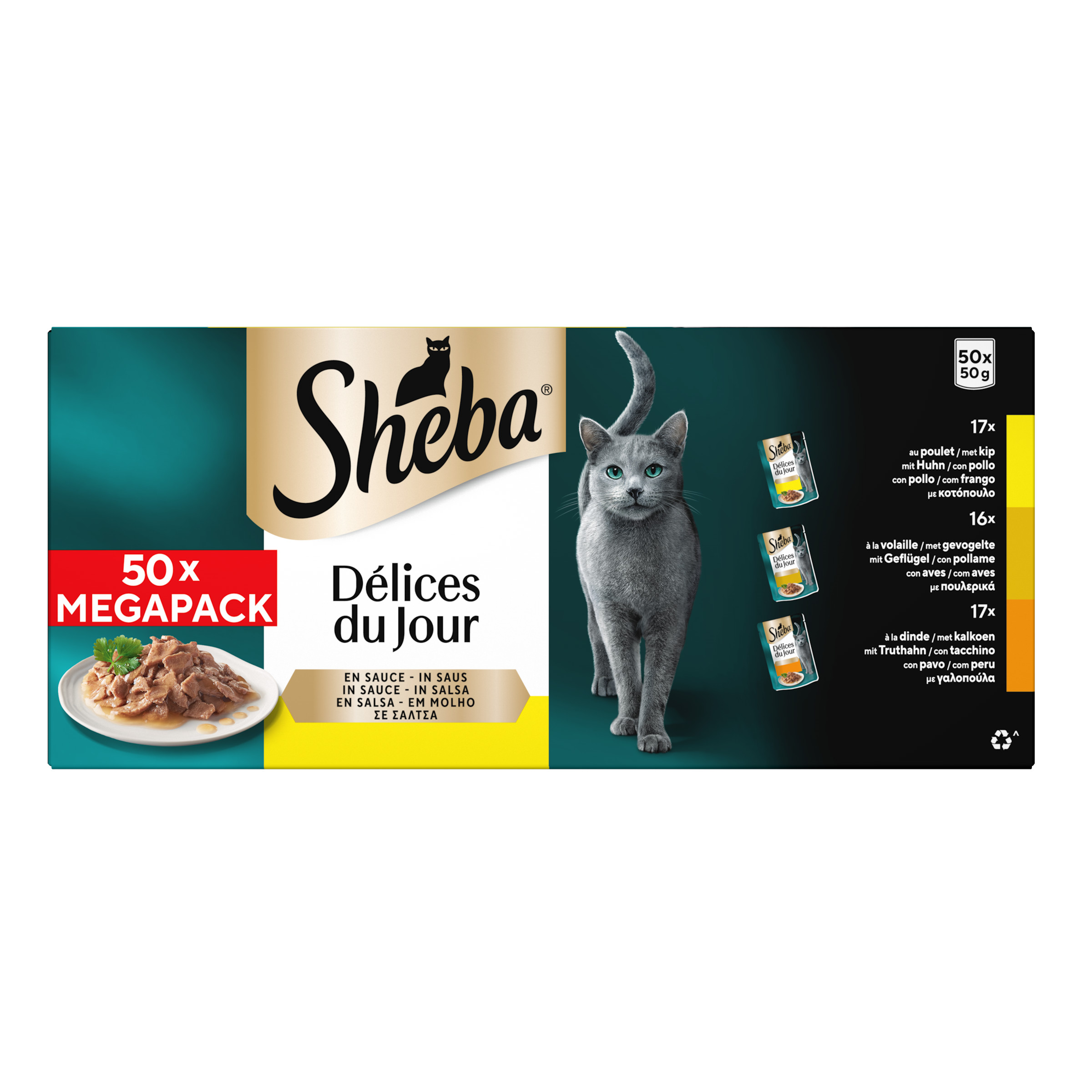 Sheba Delices du Jour Fjerkræ Selectie i sauce til katte multipack (50g)