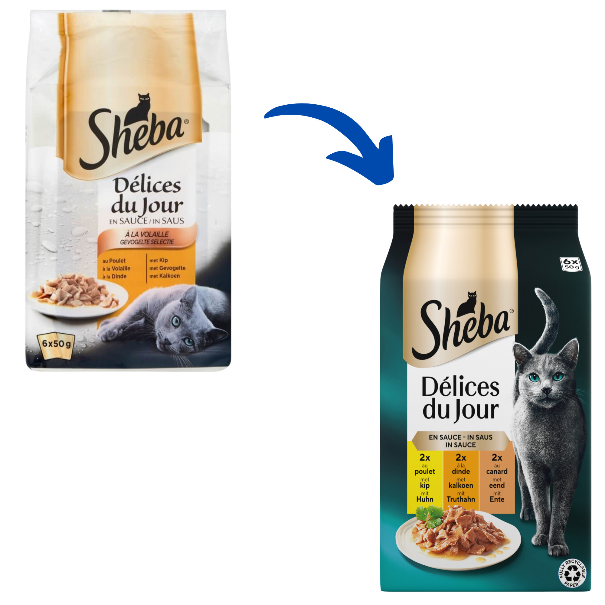 Sheba Delices du Jour Fjerkræ Selectie i sauce til katte multipack (50g)