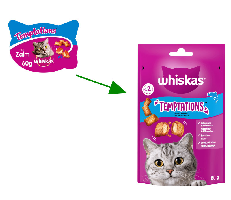 Whiskas Temptations med laks kattesnack