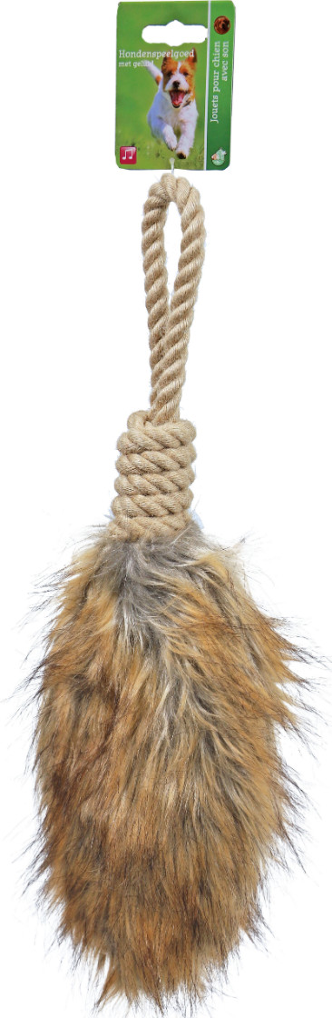 Pluchen staart met touw, crinkle en piep hondenspeelgoed (45 cm)