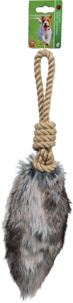 Pluchen staart met touw, crinkle en piep hondenspeelgoed (45 cm)