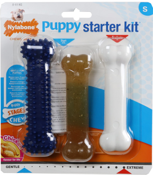 Nylabone Puppy Starterkit nylon kauwbotten (kipsmaak)