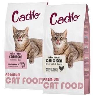 Cadilo Adult w/Fresh Chicken Salmon probeerpakket - premium graanvrij kattenvoer