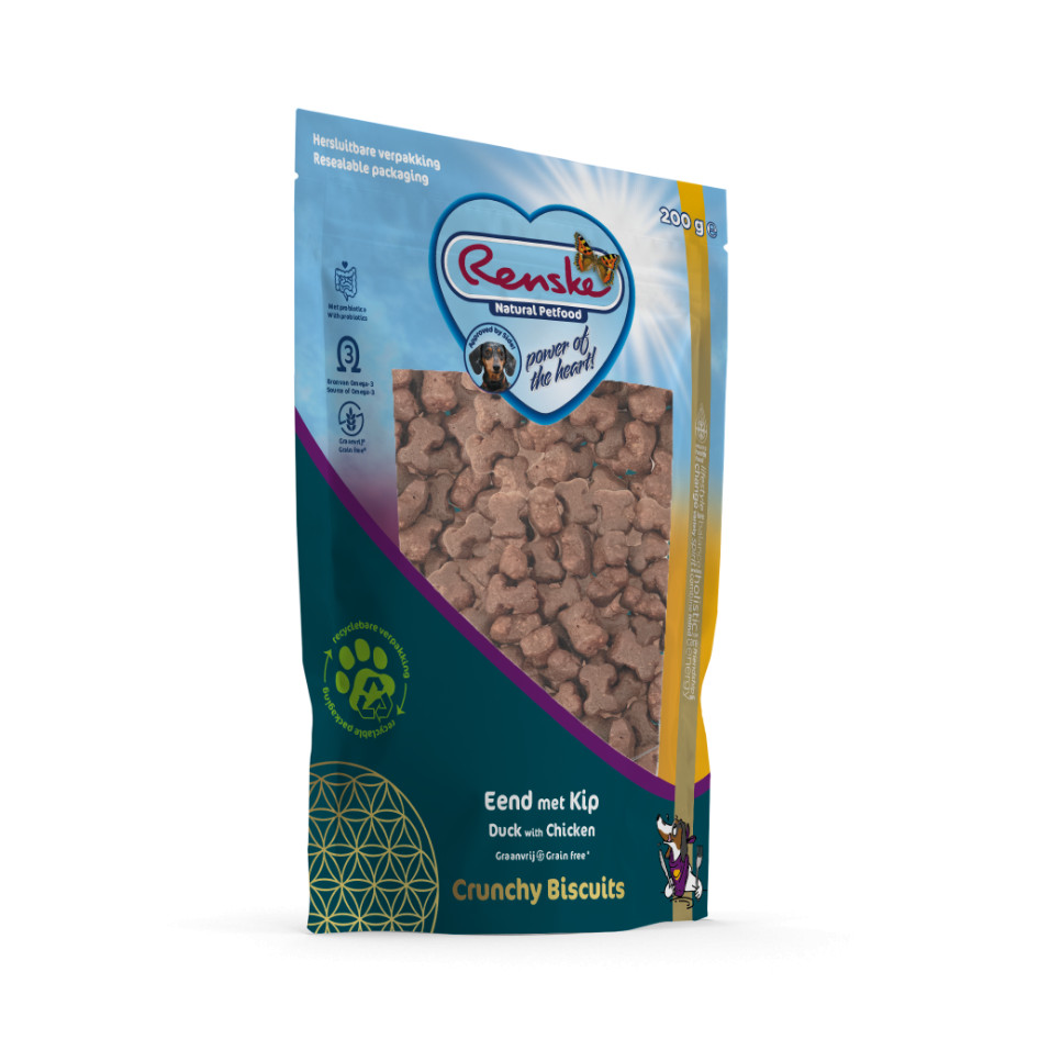 Renske Gezonde Beloning Crunchy eend met kip hondensnack