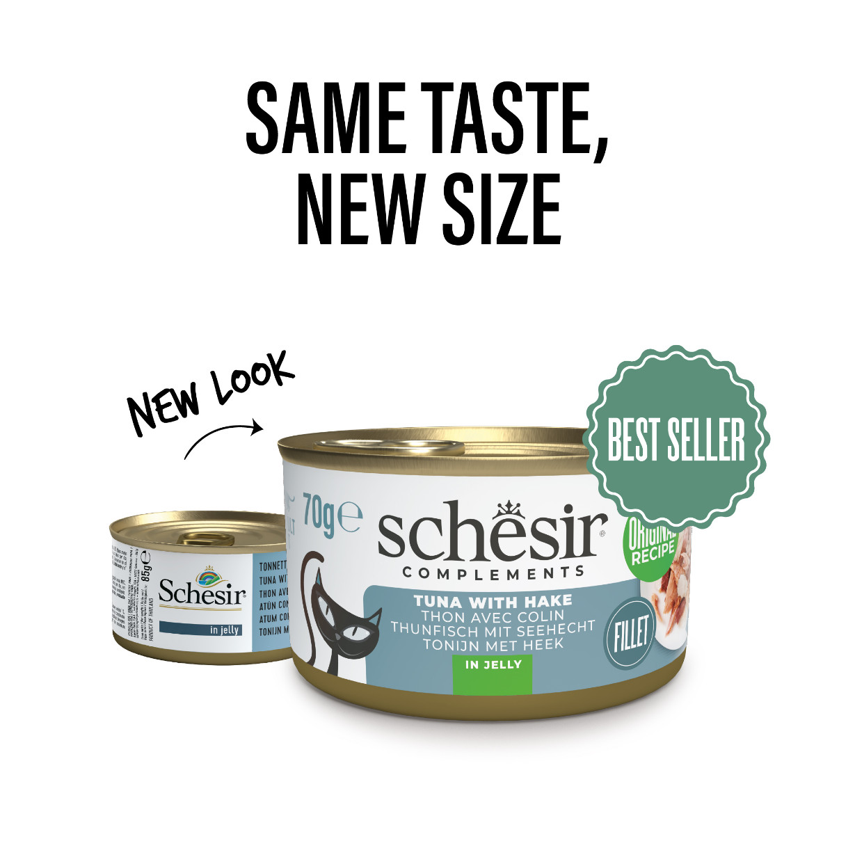 Schesir tonijn met heek (jelly) natvoer kat (blikjes 85 g)