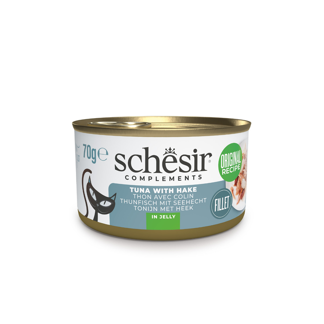 Schesir tonijn met heek (jelly) natvoer kat (blikjes 85 g)