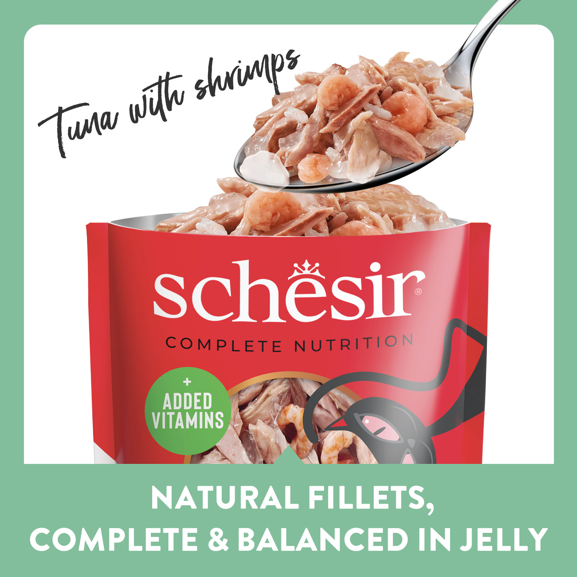 Schesir tonijn met garnalen (jelly) natvoer kat (zakjes 85 g)