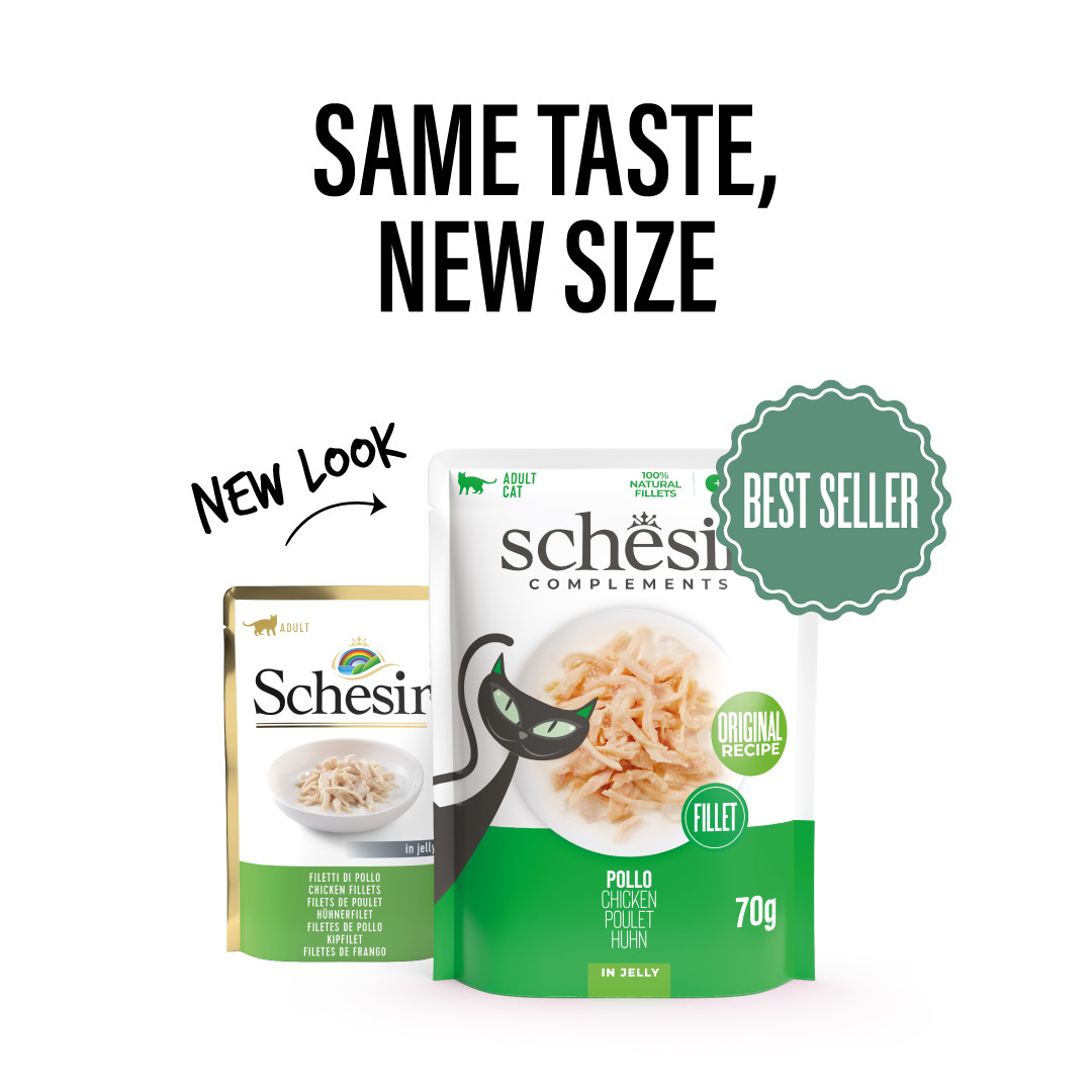 Schesir tonijn, kip met ham (jelly) natvoer kat (zakjes 85 g)