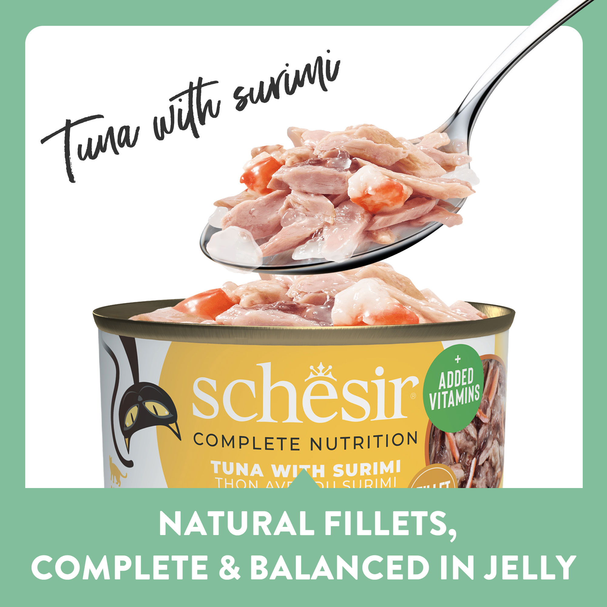 Schesir tunfisk med surimi (gelé) vådfoder til katte (dåse)