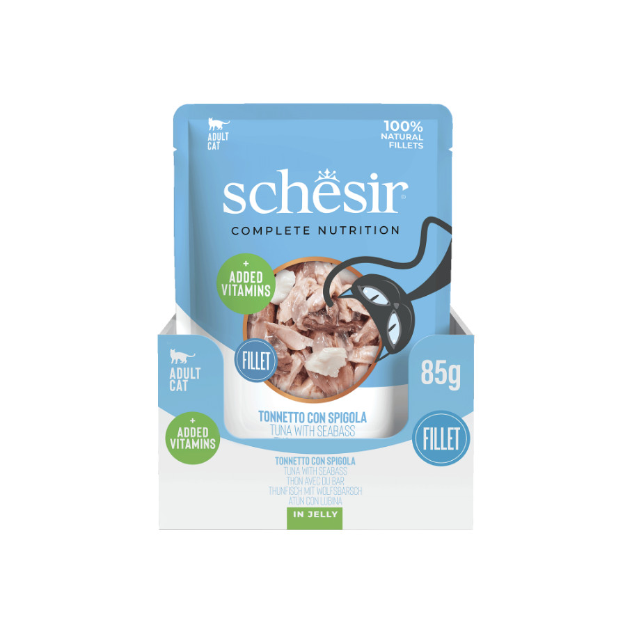 Schesir tonijn met zeebaars (jelly) natvoer kat (zakjes 85 g)