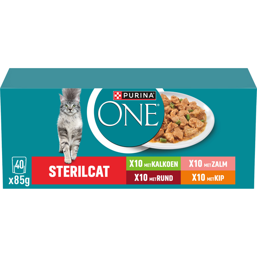 Purina One Adult Sterilcat met rund, kalkoen, kip, zalm in saus natvoer kat