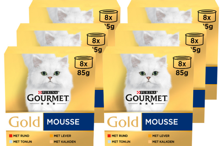 Gourmet Gold Mousse med tun, lever, kalkun, okse vådfoder til katte (85g)