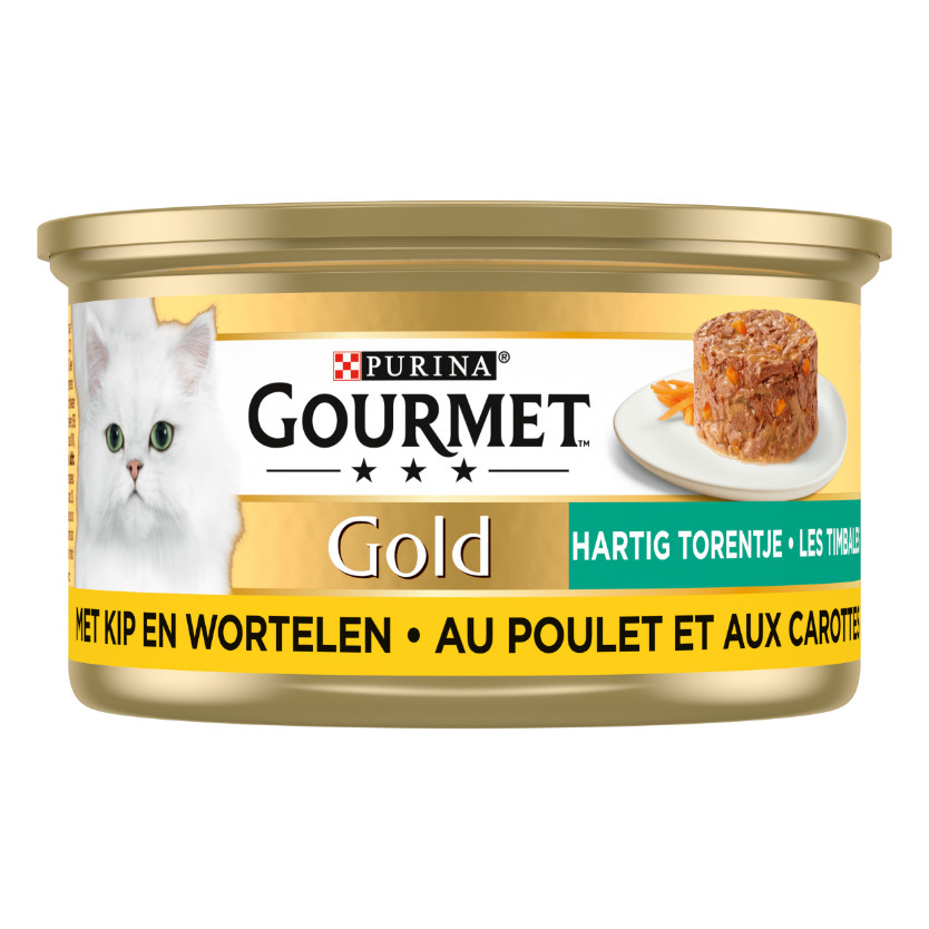 Gourmet Gold Smagfuldt Tårn med kylling og gulerod vådfoder til katte (85 g)